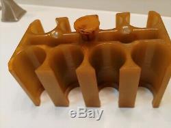 Vintage Butterscotch Bakelite Catalin Poker Chip Caddy Set With 194 Chips