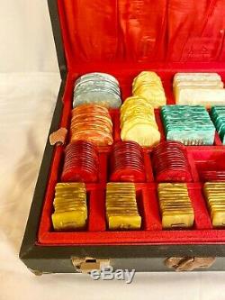 Vintage Casa Zanzi Argentina Bakelite Catalin Baccarat/Poker Chip Set WithCase