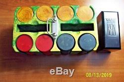 Vintage Catalin / Bakelite Poker Chip Set Caddy Holder with Chips and Cards