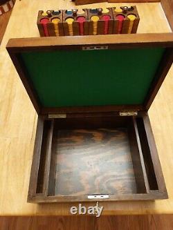 Vintage Catalin-Bakelite Poker Chip Set -in Vintage Wood Box and racks