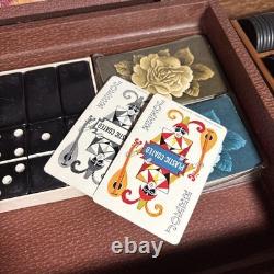 Vintage Clay Poker Chip Set 300 Dominoes Bakelite Dice Cards Horses AMERICANA