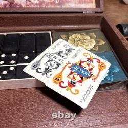 Vintage Clay Poker Chip Set 300 Dominoes Bakelite Dice Cards Horses AMERICANA