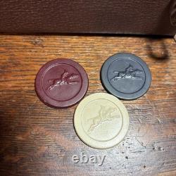 Vintage Clay Poker Chip Set 300 Dominoes Bakelite Dice Cards Horses AMERICANA