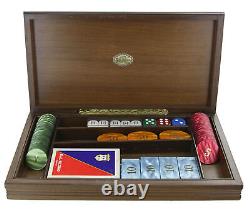 Vintage Dal Negro Poker Chip Set, 8 Dice, Wooden Storage Case