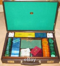 Vintage Dal Negro Poker Chip Set, Mother Of Pearl Finish, Carry Case, Dice