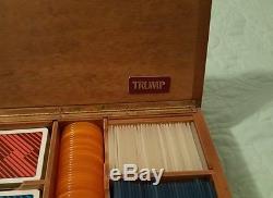 Vintage Donald Trump Wooden Casino Poker Chip Set Trump Plaza Atlantic City NJ