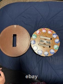 Vintage Drueke Rare PokerChip Set In Wood Carousel Handsome Inlay nice
