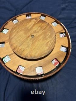 Vintage Drueke Rare PokerChip Set In Wood Carousel Handsome Inlay nice
