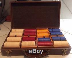 Vintage Early 1900's Poker Chip Set in its Own Brief Case