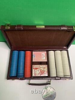 Vintage FDJ CASINO GAMING SET 300 Chips with Sands Cards In Leather Case NEW