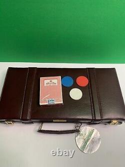 Vintage FDJ CASINO GAMING SET 300 Chips with Sands Cards In Leather Case NEW