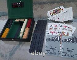 Vintage Game Set w Bakelite Poker Chips, Dominoes, Dice, Cribbage, Cards England