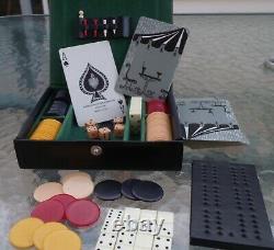 Vintage Game Set w Bakelite Poker Chips, Dominoes, Dice, Cribbage, Cards England