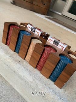 Vintage Golf Poker Set withWooden box, chip tray & cards red white blue