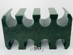 Vintage Green Bakelite Catalin Poker Chip Caddy Holder Set 166 Translucent Chips