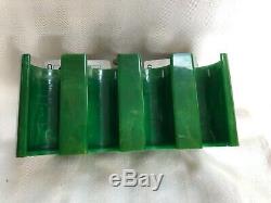 Vintage Green Swirl Bakelite Poker Chip Caddy Set With 187 Chips/2 Card Decks