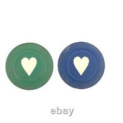 Vintage HRN Monarch Heart Inlaid Poker Chips Set of 8 Different Colors Rare HTF