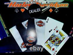 Vintage Harley-Davidson Professional Leather Poker Set, 500 Poker Chips & Cards