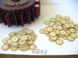 Vintage Inlaid Clay Poker Chip Set