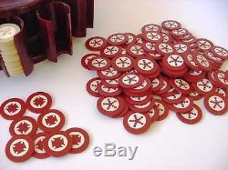 Vintage Inlaid Clay Poker Chip Set