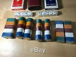 Vintage Italian Dal Negro Wooden Set Poker Chips Card Dice Brand New Sealed RARE
