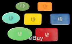 Vintage L. P. Casino 7 Piece Bakelite Poker Chips / Marker Set