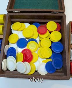 Vintage LOWE Poker Chips with Wooden Carrying Case Set