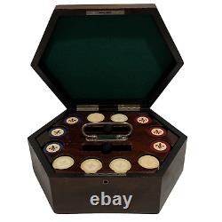 Vintage Large Poker Set Fleur-de-lis Rare Pocket Chips EXTRA CARDS No Key
