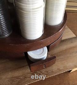 Vintage MCM POKER CHIP HOLDER CADDY Set in WALNUT Wood Holder The Chipmaster