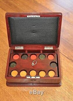 Vintage Mahagony Poker Set With 300 Bakelite Chips