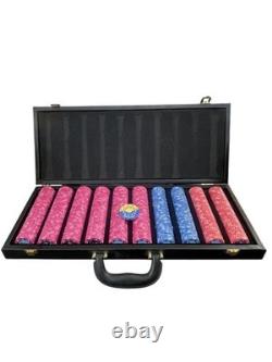 Vintage Mahjong Style Faux Alligator Poker Chip Set 550 Lo-Ball Chips-10 Rows