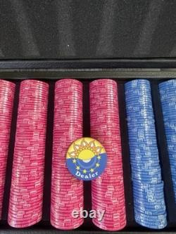 Vintage Mahjong Style Faux Alligator Poker Chip Set 550 Lo-Ball Chips-10 Rows