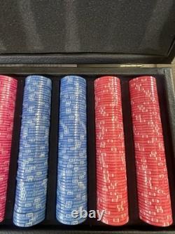 Vintage Mahjong Style Faux Alligator Poker Chip Set 550 Lo-Ball Chips-10 Rows