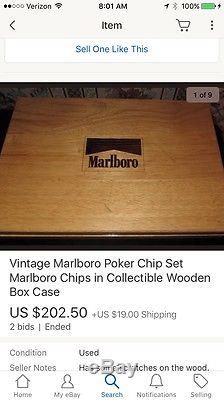 Vintage Marlboro Poker Chip Set Marlboro Chips in Collectible Wooden Box Case