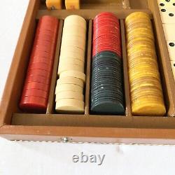 Vintage Metro Games Bakelite Catalin Set Poker Chips Dominos Backgammon Complete