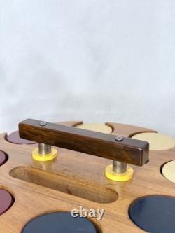 Vintage Mid Century Modern Rotating Wood Poker Chip Caddy Set with Case 300