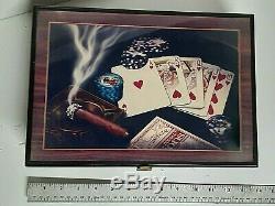 Vintage Modiano Poker Set Wood Case 200 Chip Cards Dice Made in Italy Casino