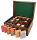 Vintage New Old Stock 1960's Poker Chip Set in Wood Case Box Caddies 6 Decks