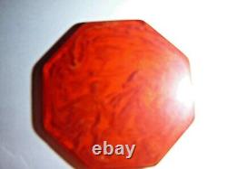 Vintage Octagonal Amber Red And Blue Bakelite Poker Chip Set 192 Piece