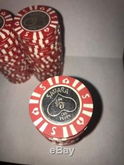 Vintage Old Sahara Casino Las Vegas $5 Dollar Poker Chip Set 75 Pieces