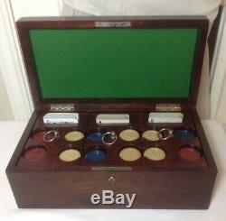Vintage Pattberg Poker Chip (276 pc) Game Set withMahogany Box & 3 Removable Trays