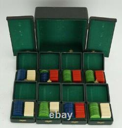 Vintage Poker Card Game Bakelite Chip Set in Cabinet