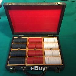 Vintage Poker Chip Set, 300 Chips, 1 9/16, Small Crown Mold 1973 Red White Blk