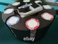 Vintage Poker Chip Set Caddy Cards, 1970s Poker Set 224 PCS 2 DECKS LEATHER BOX