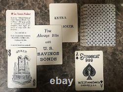 Vintage Poker Chip Set Wooden Caddy, 2 steamboat decks, wooden chips & cover