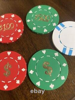 Vintage Poker Chip Set apprx 500 Chips Real Casino With case lock & keys Exellent