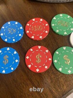 Vintage Poker Chip Set apprx 500 Chips Real Casino With case lock & keys Exellent