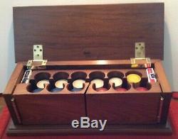 Vintage Poker Chip Set in Solid Walnut Stand-Up Display Case with 2 packs cards