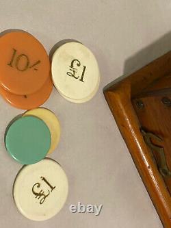Vintage Poker Chip Set in Wood Box