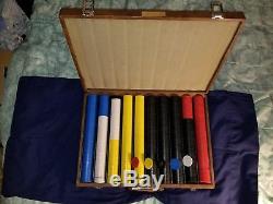Vintage Poker Chip Set with Leather Case. Over 80 years old! Rare and Good Con